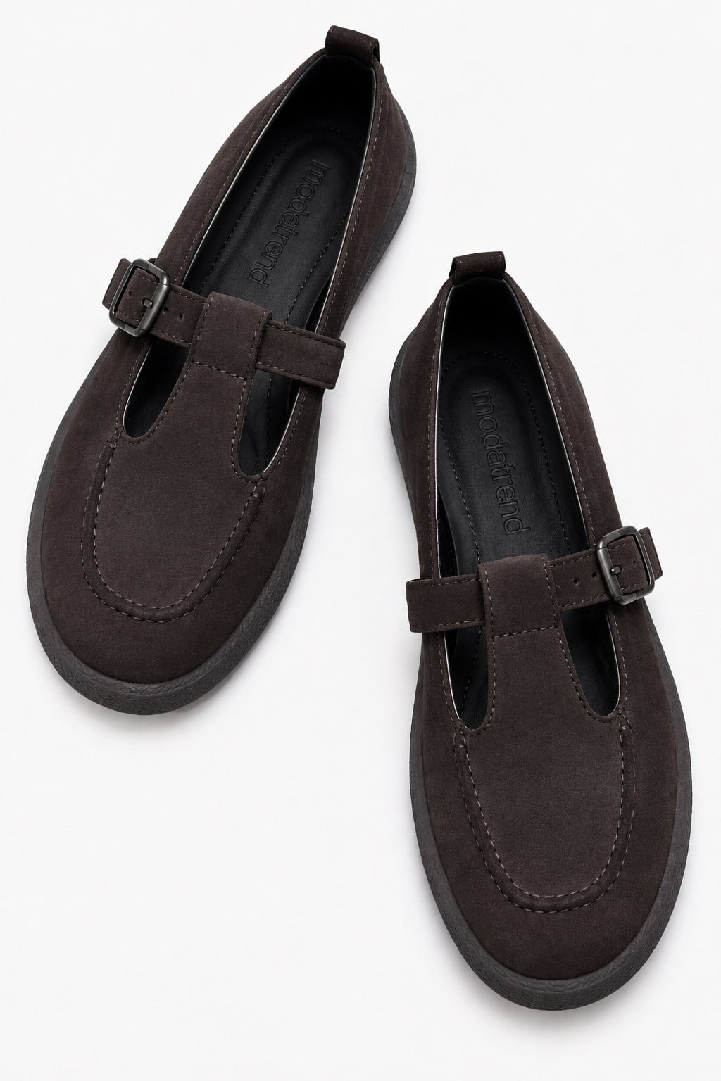 Kadın Tokalı Kemerli Loafer KAHVE NUBUK