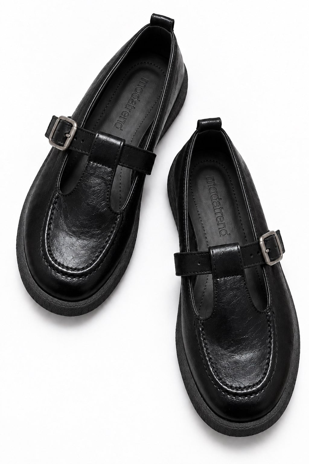 Kadın Tokalı Kemerli Loafer SİYAH KIRIŞIK