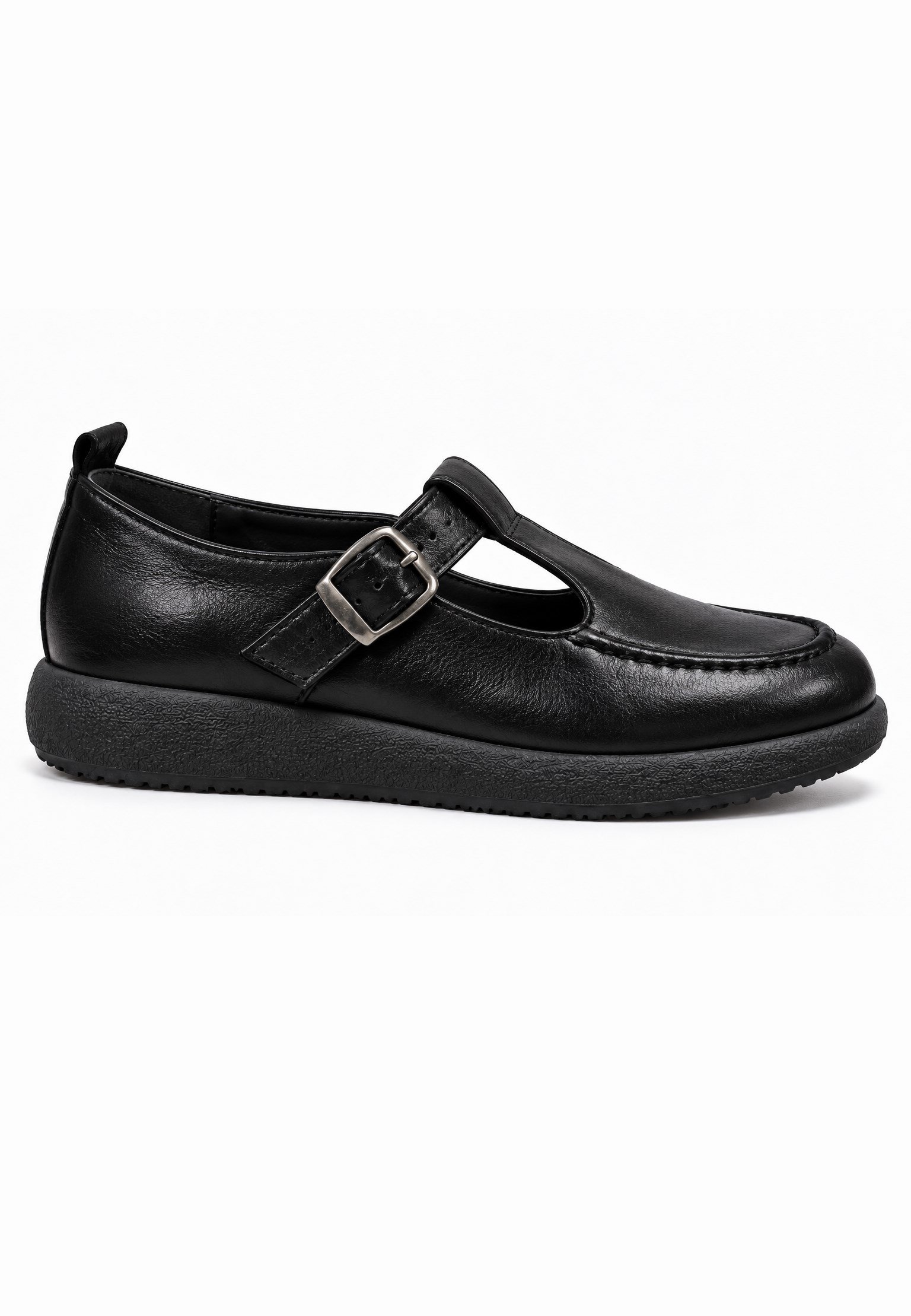Kadın Tokalı Kemerli Loafer SİYAH KIRIŞIK