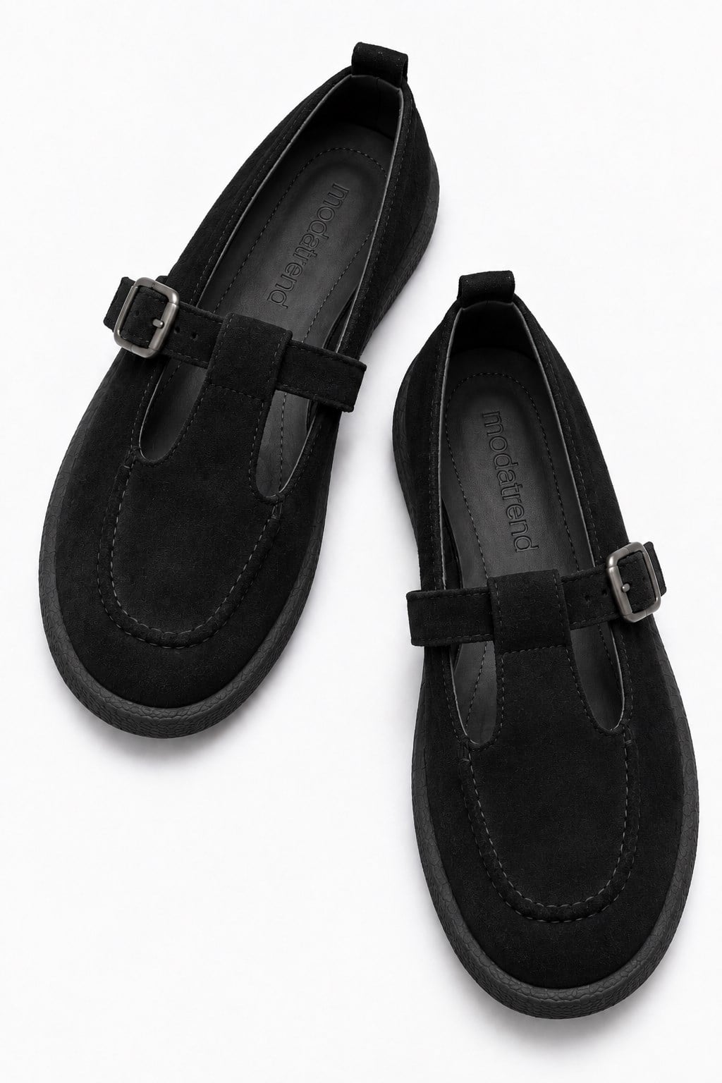 Kadın Tokalı Kemerli Loafer SİYAH SÜET