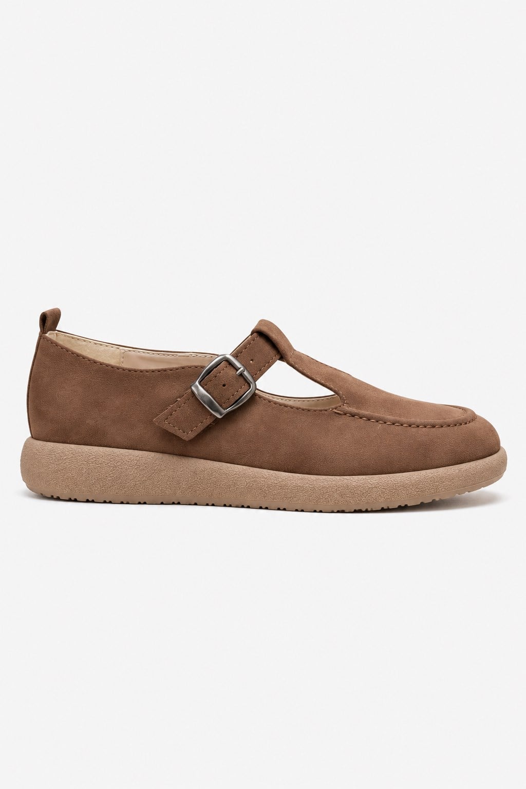 Kadın Tokalı Kemerli Loafer TABA NUBUK
