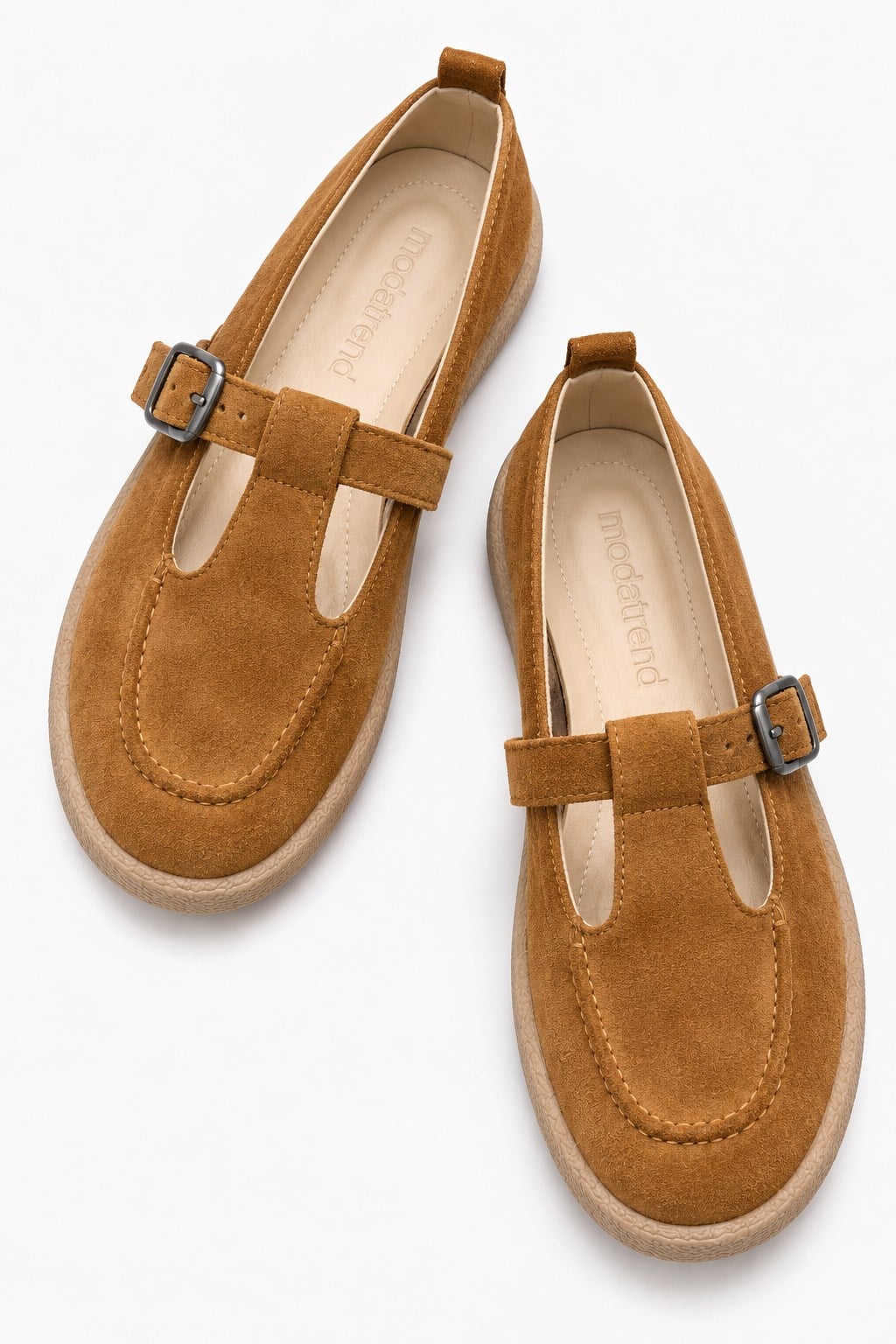 Kadın Tokalı Kemerli Loafer TABA SÜET