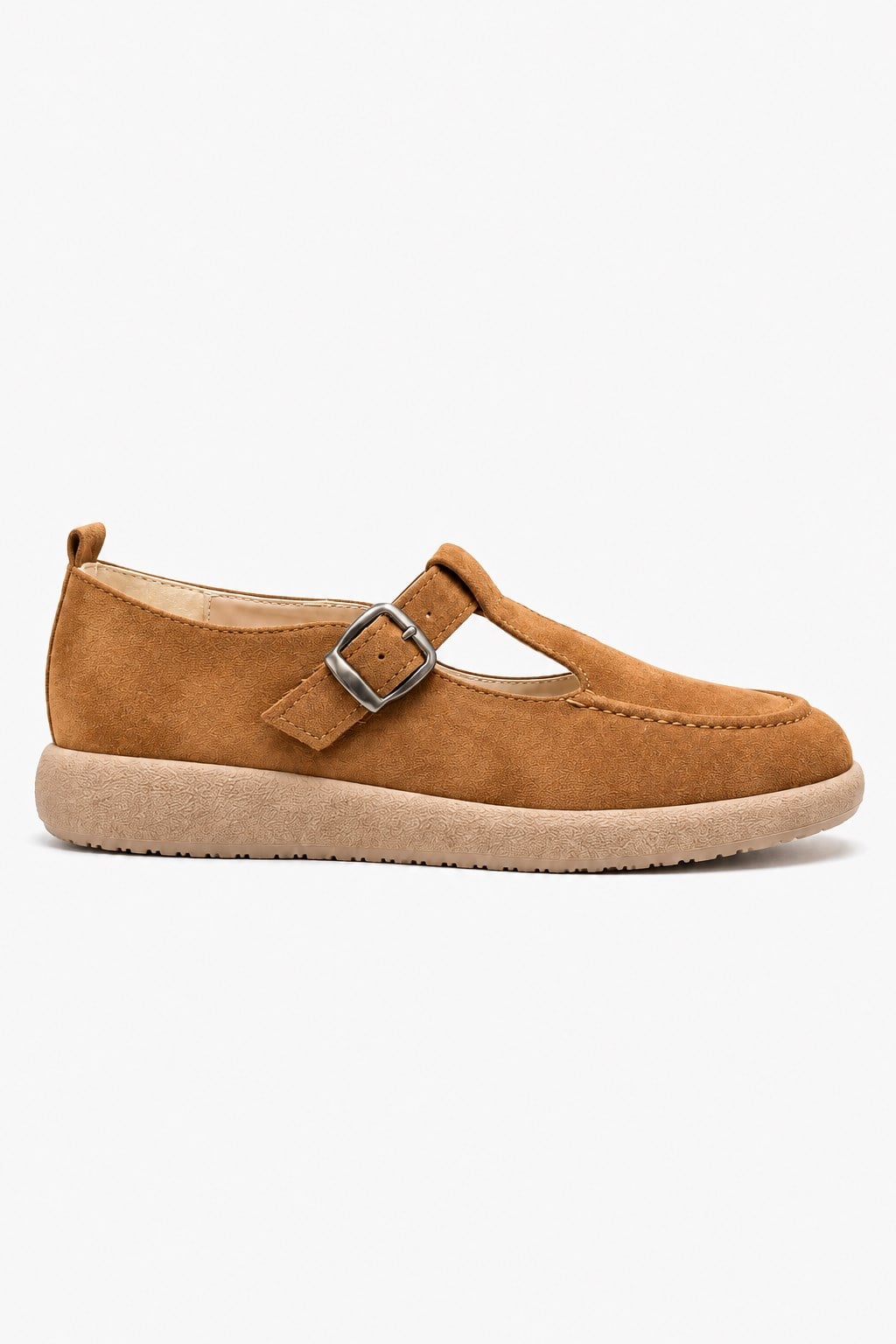 Kadın Tokalı Kemerli Loafer TABA SÜET