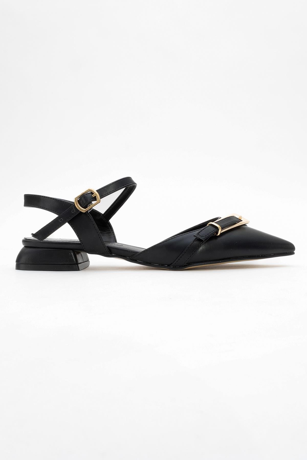 Kadın Zincirli Topuklu Ayakkabı SİYAH CİLT