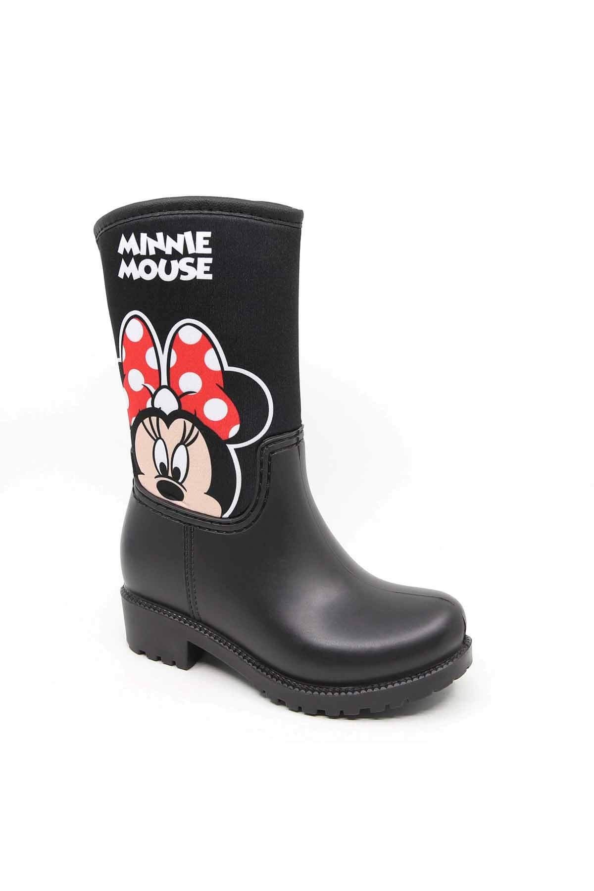 Kız Çocuk Minnie Mouse Desenli Yağmur Botu SİYAH