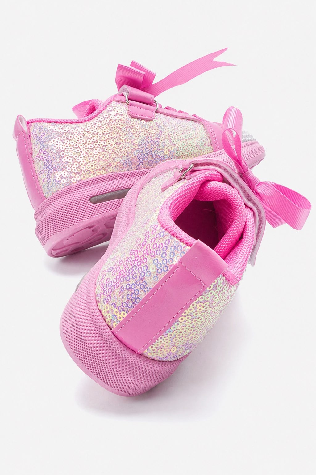 Kurdeleli Pullu İncili Işıklı Anorak Çocuk Spor Ayakkabı 26-30 PEMBE