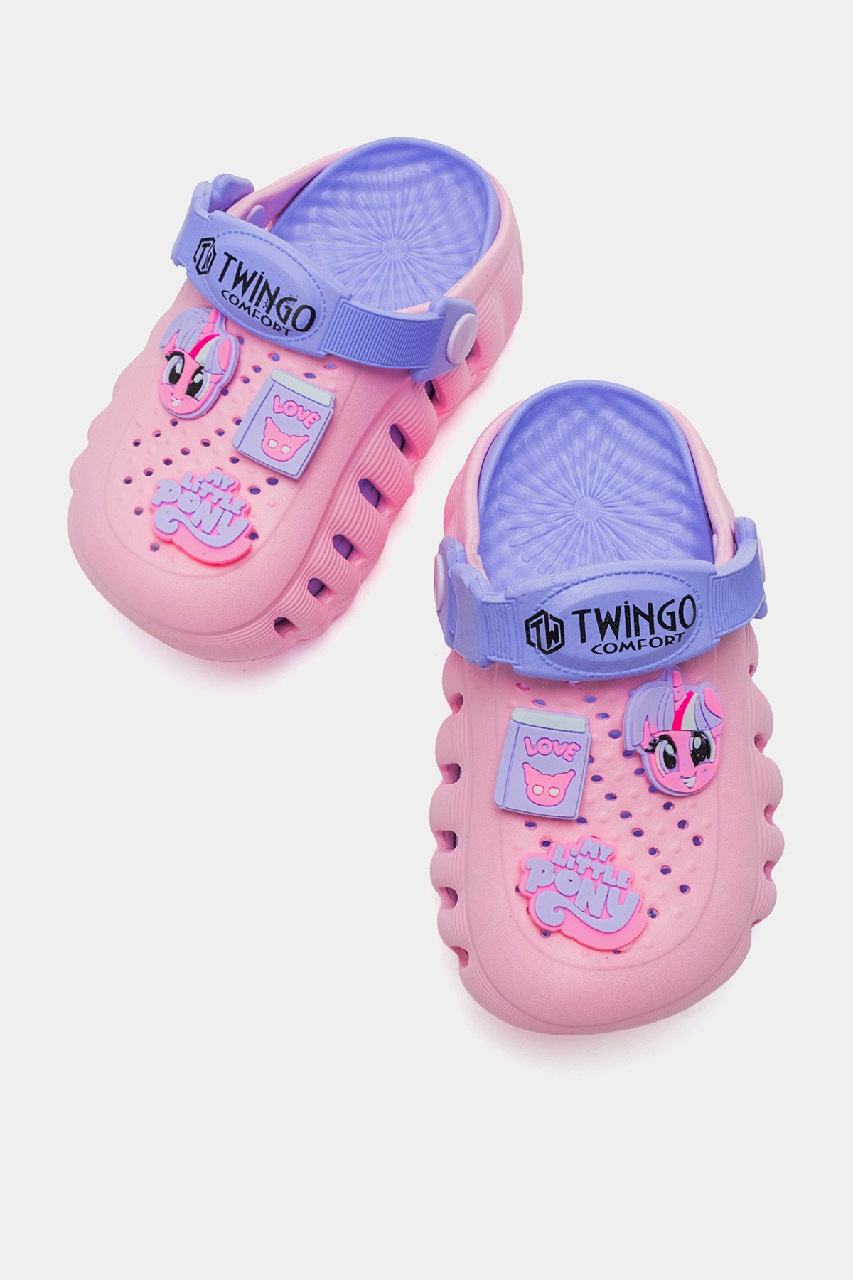 Lazerli Emojili Yüksek Sabo Terlik 26-35 PEMBE LİLA