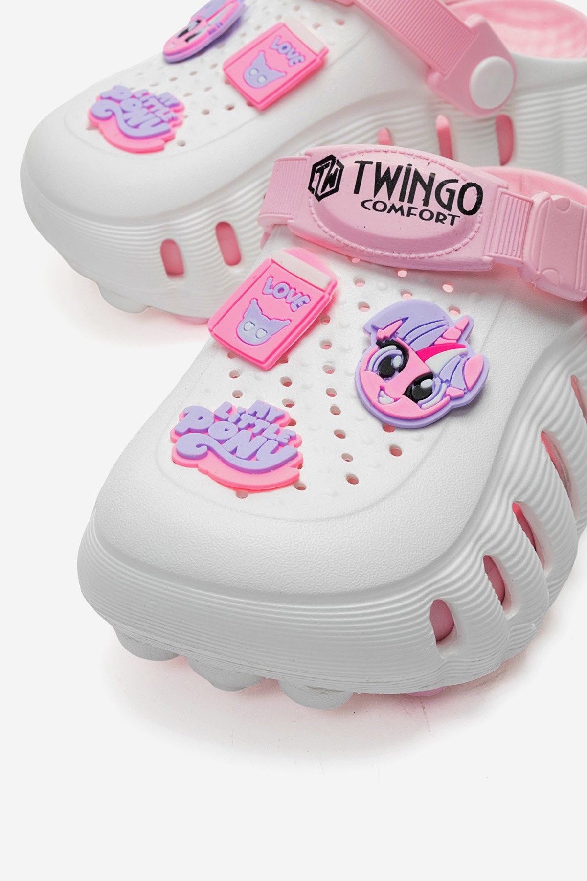 Lazerli Emojili Yüksek Sabo Terlik 26-35 BEYAZ PEMBE