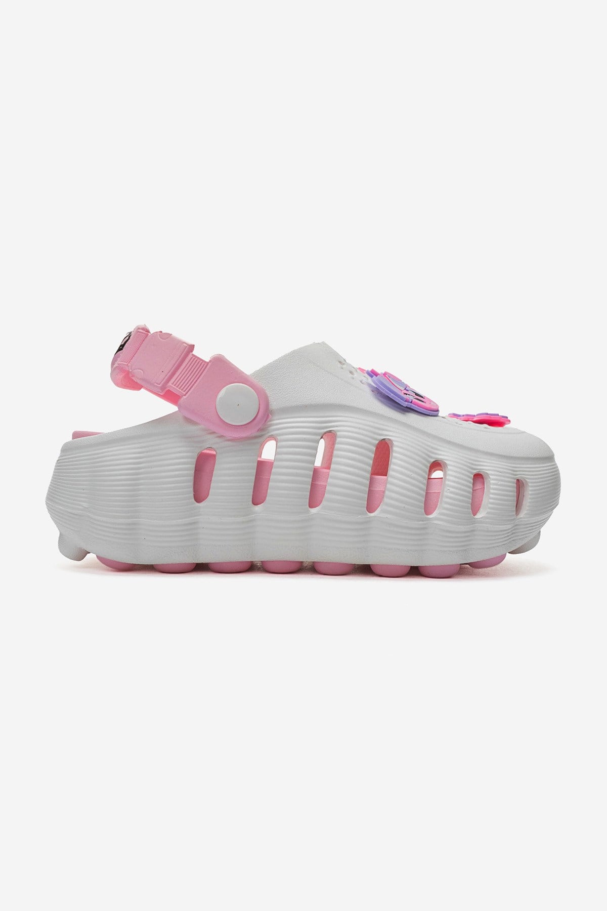 Lazerli Emojili Yüksek Sabo Terlik 26-35 BEYAZ PEMBE
