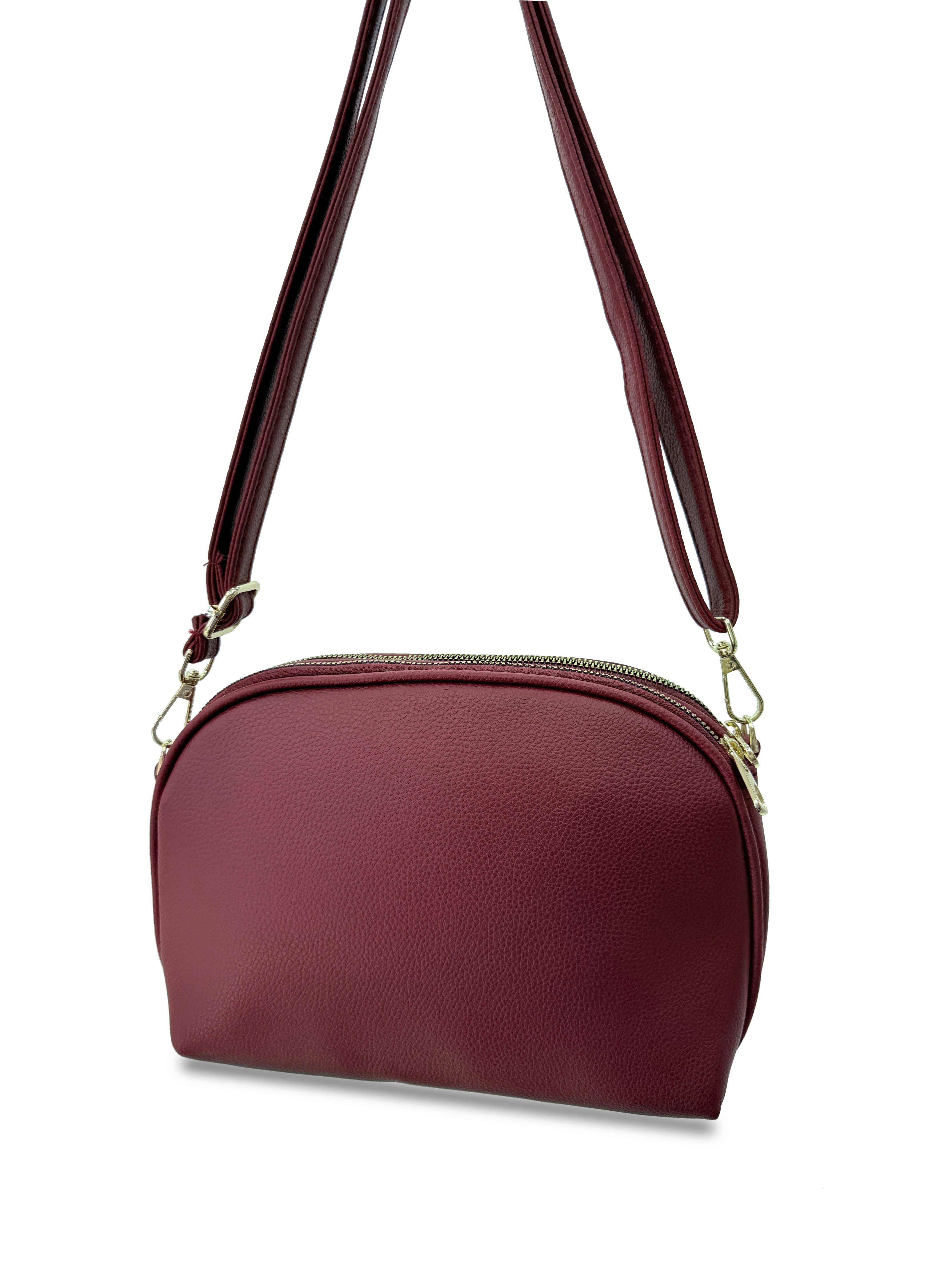 Parlak Siyah Çapraz Kullanıma Uygun Omuz Çantası BORDO