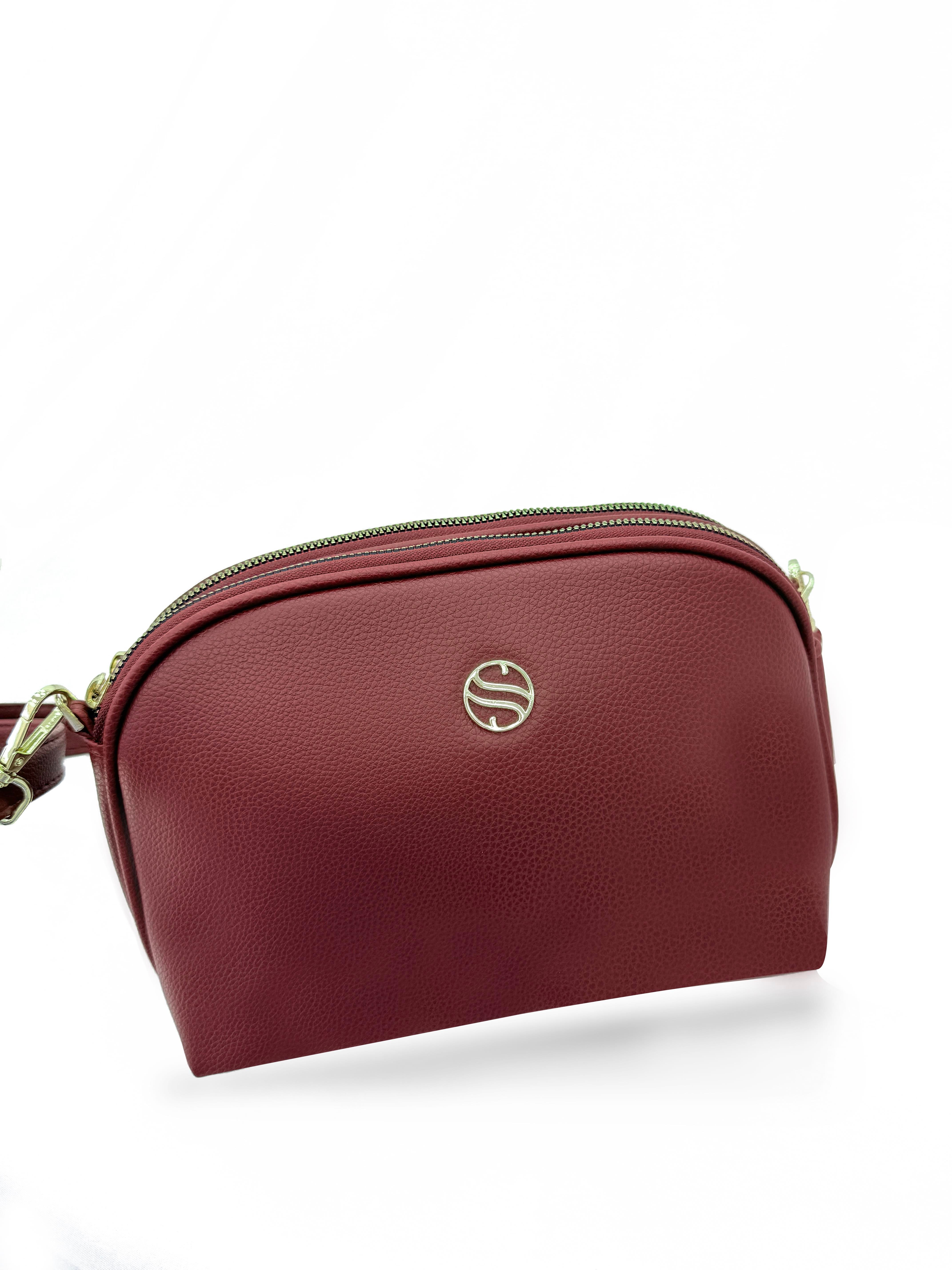 Parlak Siyah Çapraz Kullanıma Uygun Omuz Çantası BORDO