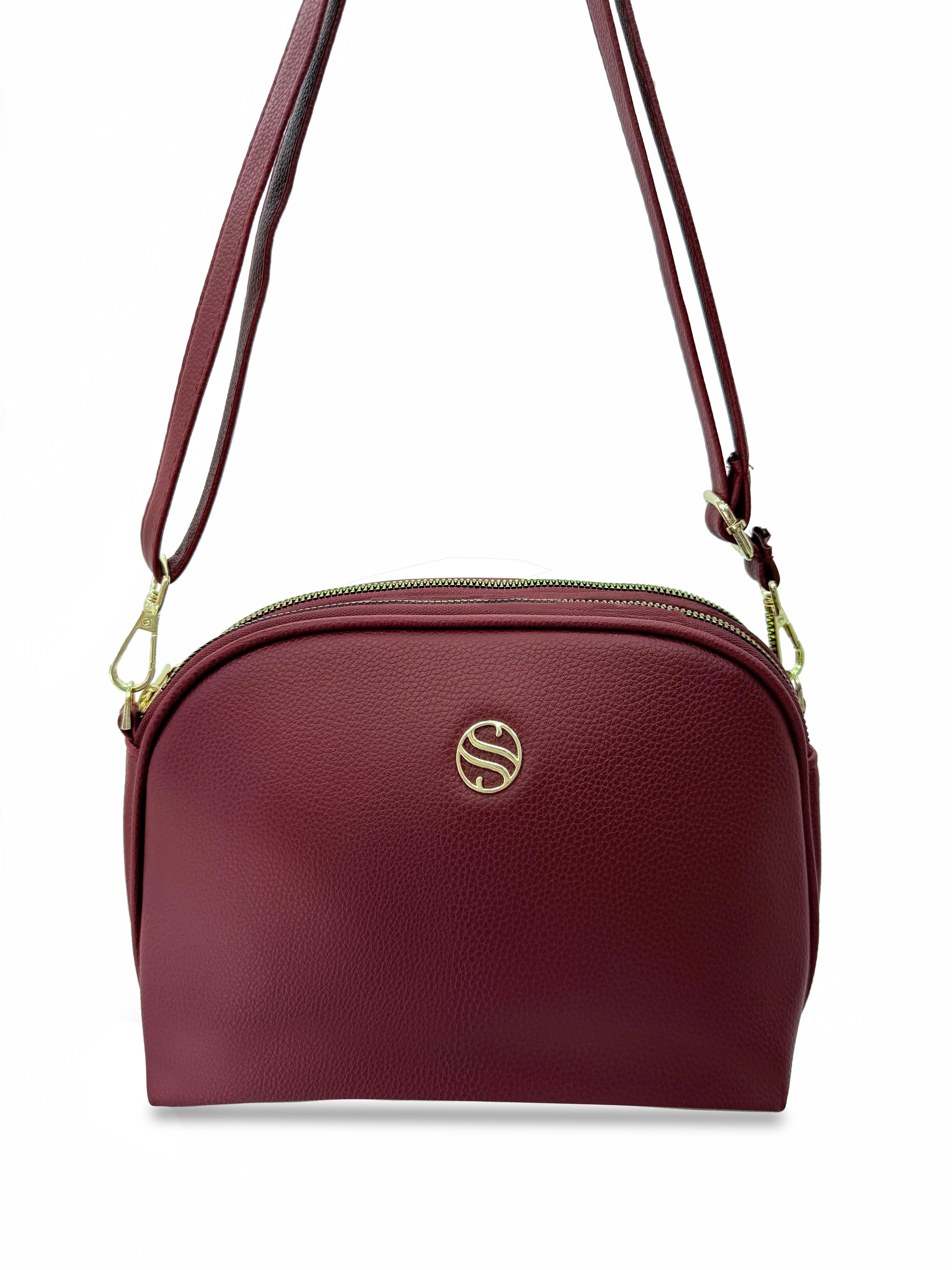 Parlak Siyah Çapraz Kullanıma Uygun Omuz Çantası BORDO