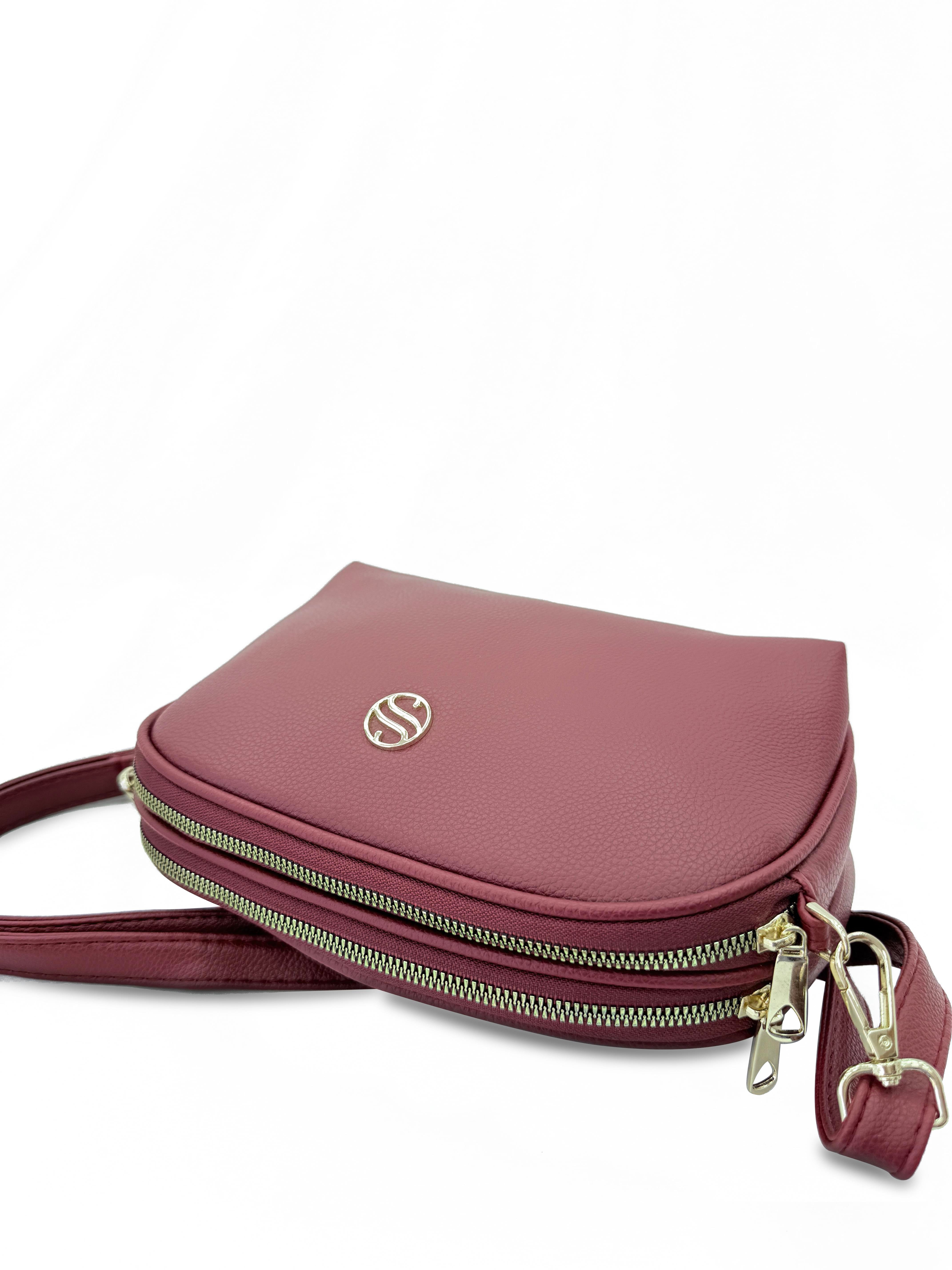 Parlak Siyah Çapraz Kullanıma Uygun Omuz Çantası BORDO