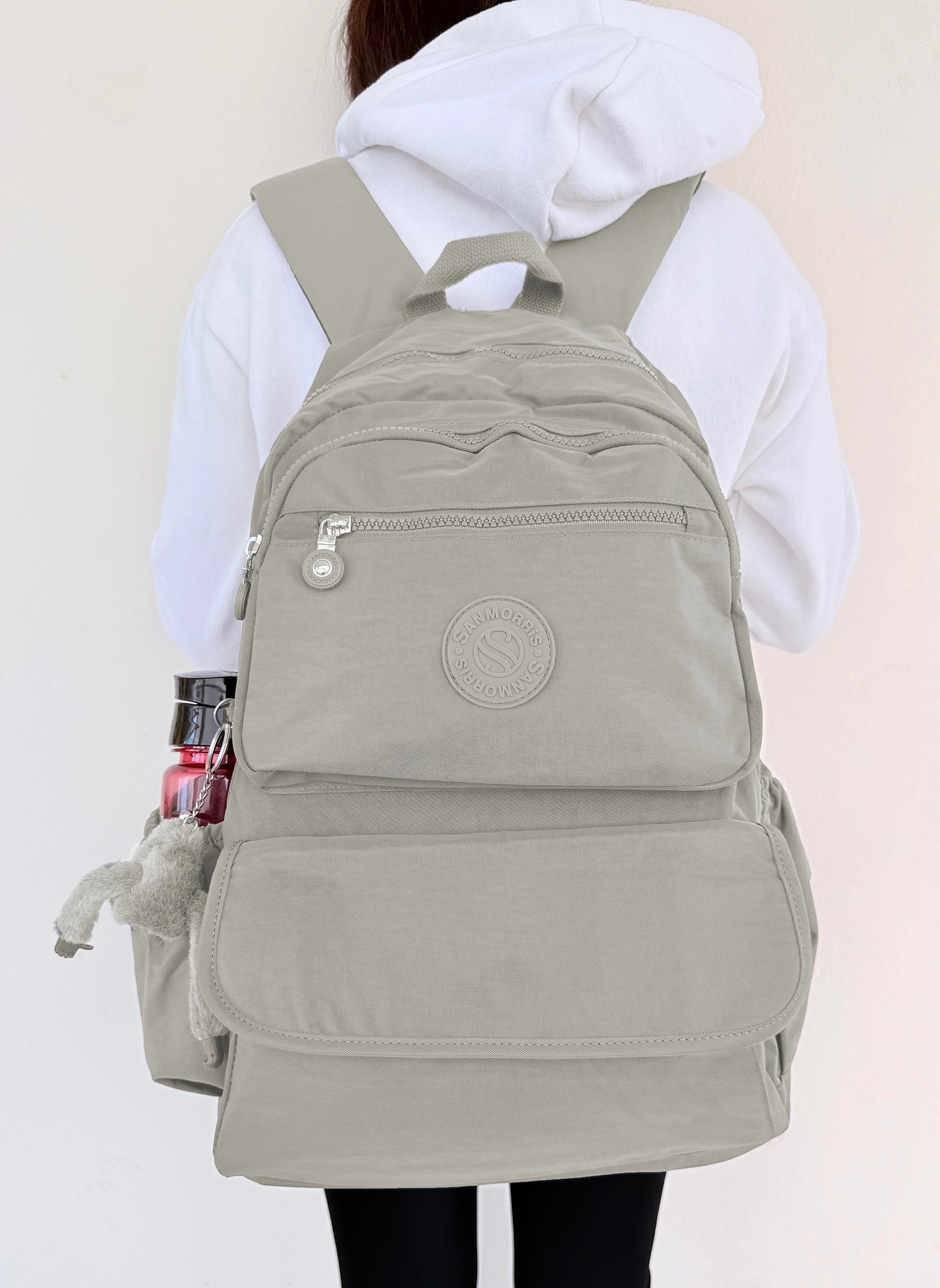 Suya Dayanıklı Kumaş Laptop Bölmeli Büyük Boy Okul Seyahat Sırt Çantası GRİ