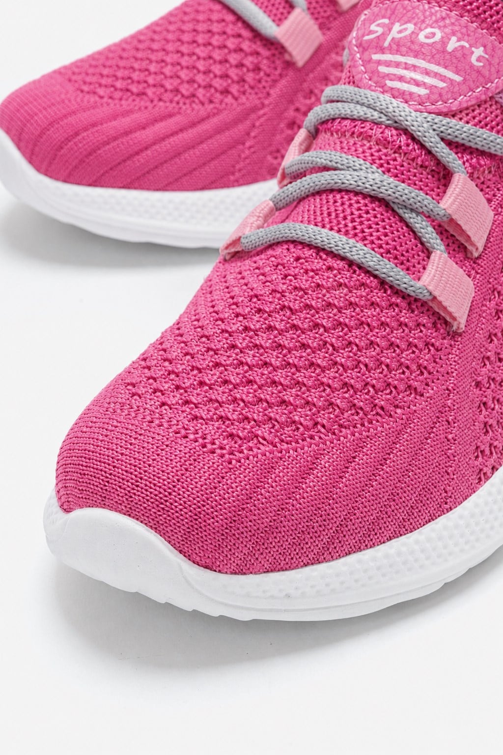 Yan Çizgili Triko Çocuk Spor Ayakkabı PEMBE BEYAZ