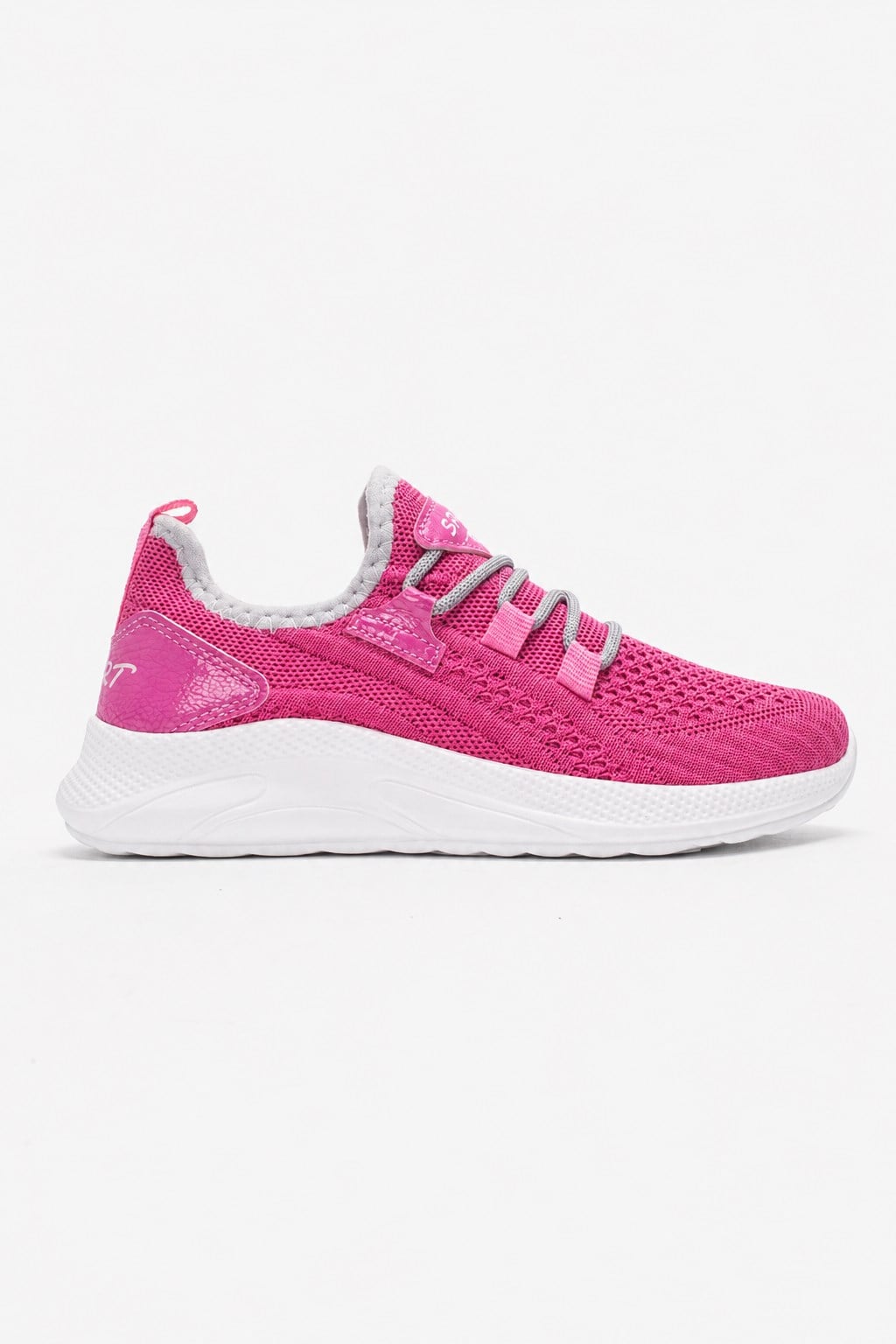 Yan Çizgili Triko Çocuk Spor Ayakkabı PEMBE BEYAZ