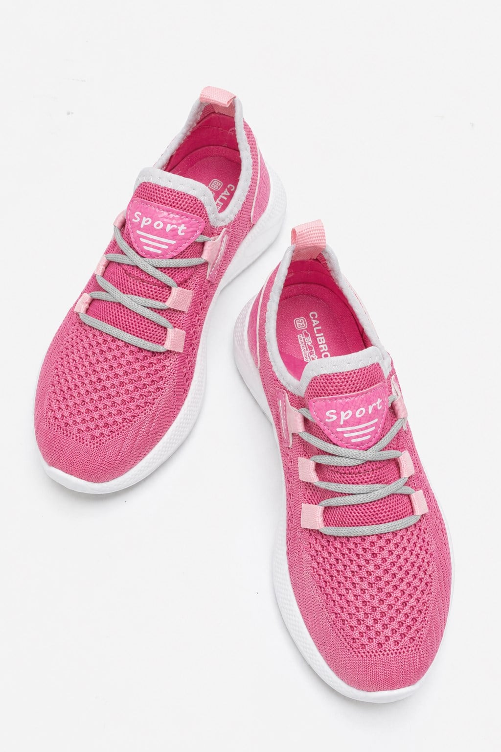 Yan Çizgili Triko Çocuk Spor Ayakkabı PEMBE BEYAZ