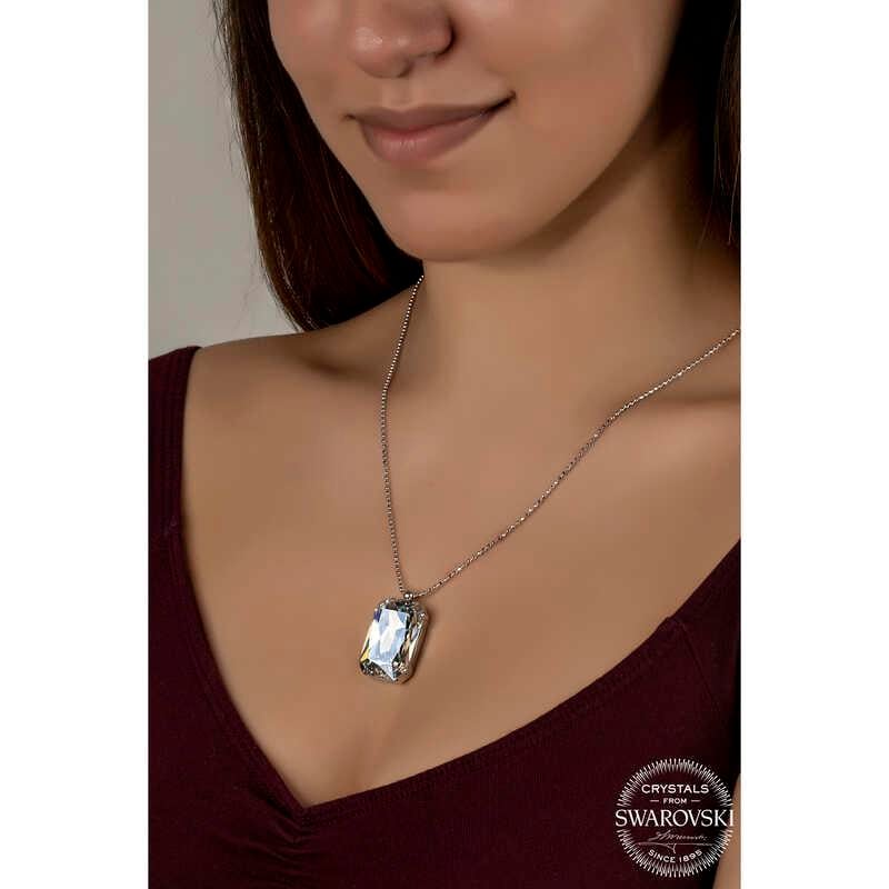Crystal Taşlı Top Zincir Gümüş Kadın Kolye