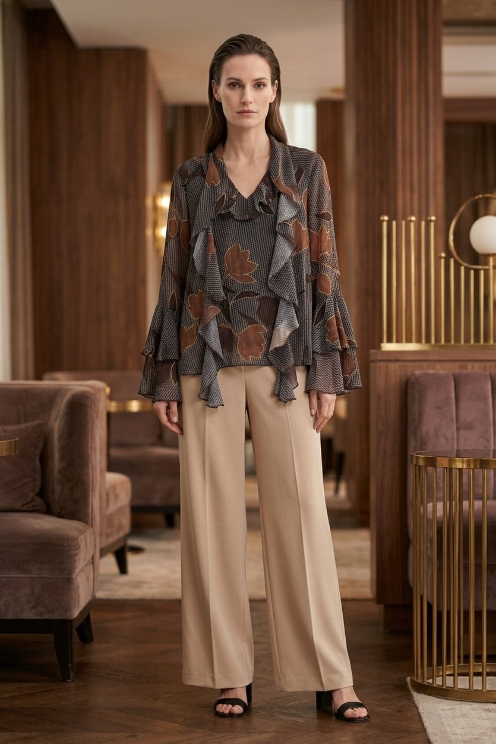 Ghisa Tunik 4493 Kahve Desenli Tunik GHİSA 