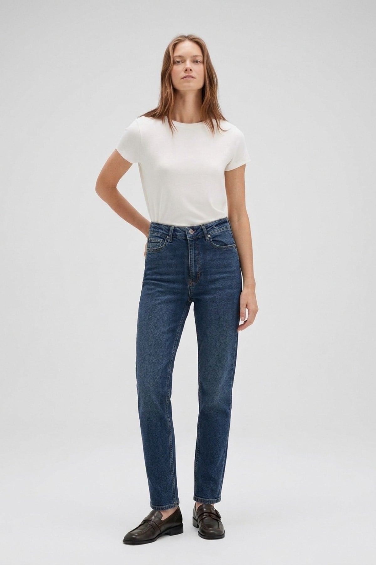 Dikişsiz Paça Mom Fit Kot Pantolon 764 Koyu Mavi Kot Pantolon XLove Jeans 