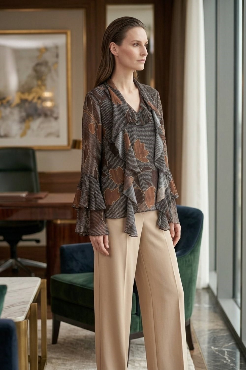 Ghisa Tunik 4493 Kahve Desenli Tunik GHİSA 