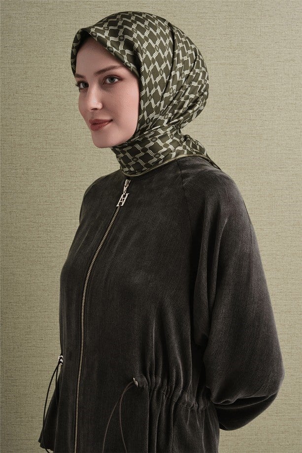 Armine Dj Saf Twill İpek Eşarp 9636D (T) - Haki Eşarp ARMİNE 