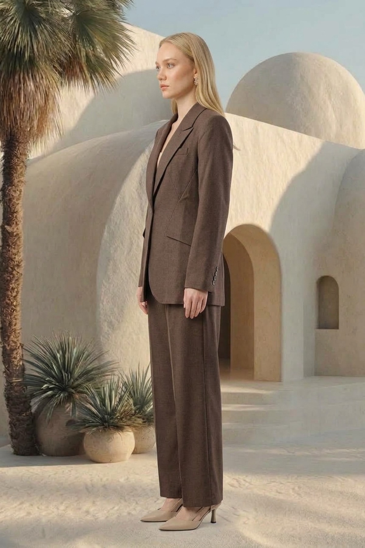 Ghisa Blazer Ceketli Pantolonlu Takım 9415 Kahve Takım GHİSA 