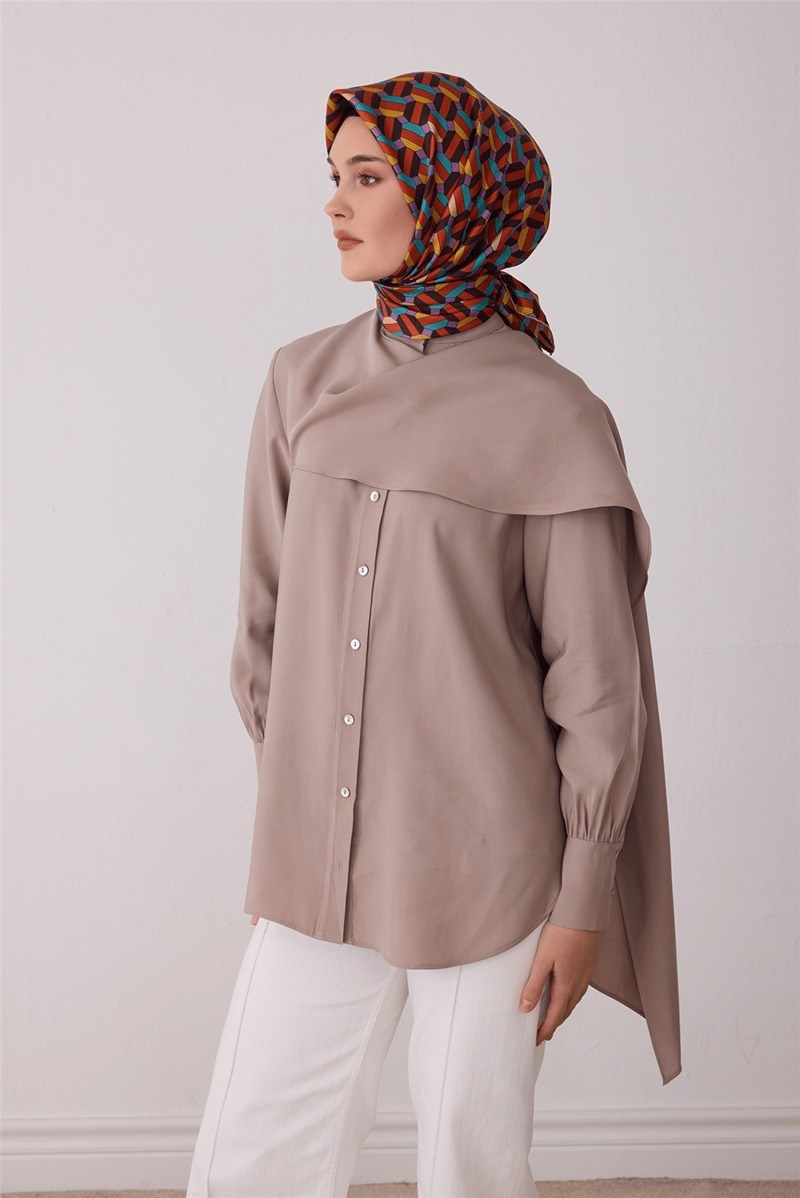 Belli 4407 Labirent Kareler Geometrik %100 Twill İpek Eşarp - Turuncu Eşarp BELLI 