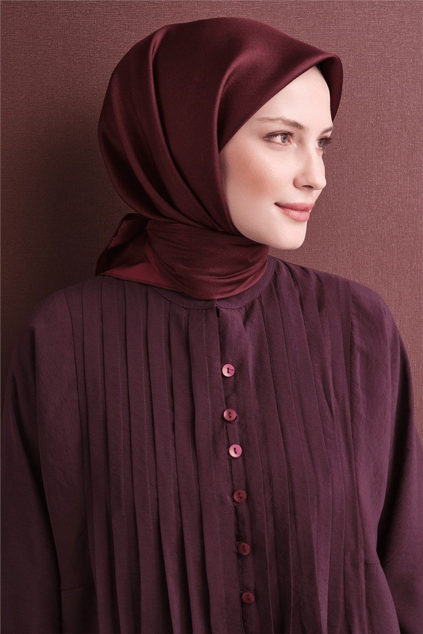 Armine Dj Saf Twill İpek Eşarp 9601D (T) - Bordo Eşarp ARMİNE 