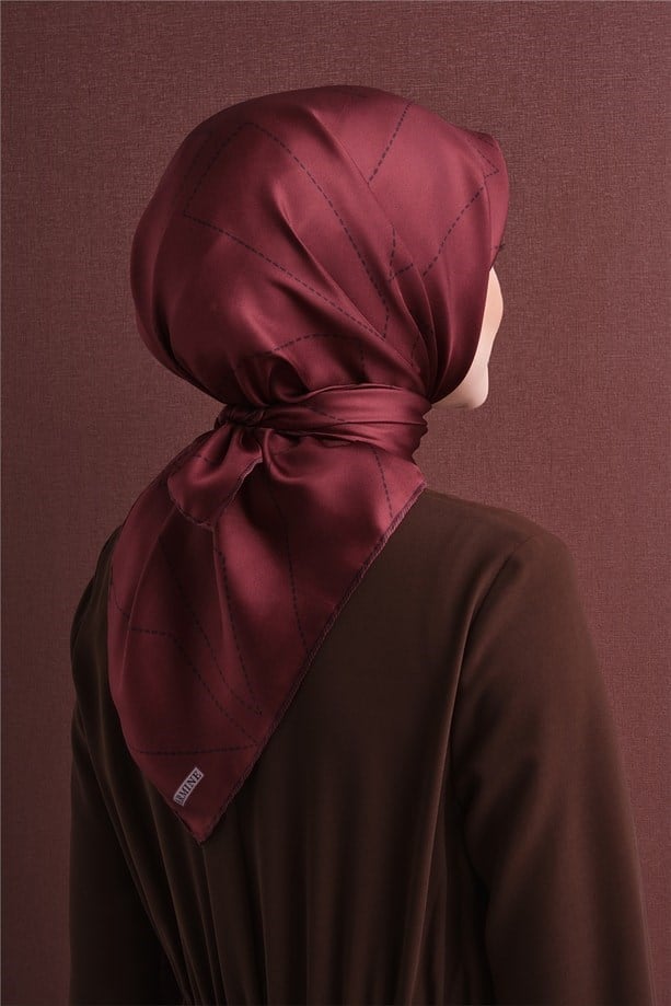 Armine Dj Saf Twill İpek Eşarp 9642D (T) - Bordo Eşarp ARMİNE 