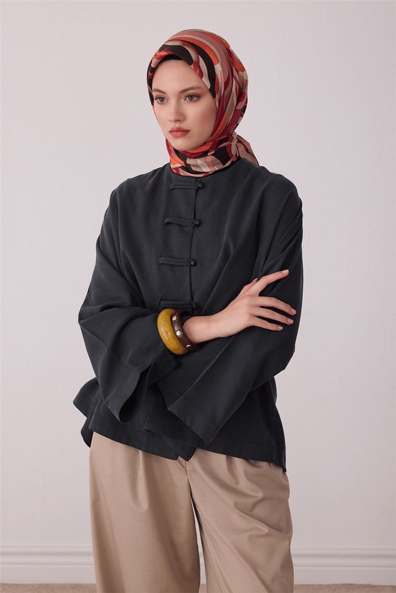Belli 4414 Dalga Katmanları Soyut %100 Twill İpek Eşarp Pembe Eşarp BELLI 