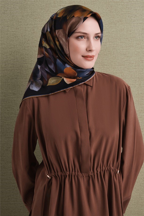 Armine Dj Saf Twill İpek Eşarp 9632D (T) - Siyah Eşarp ARMİNE 