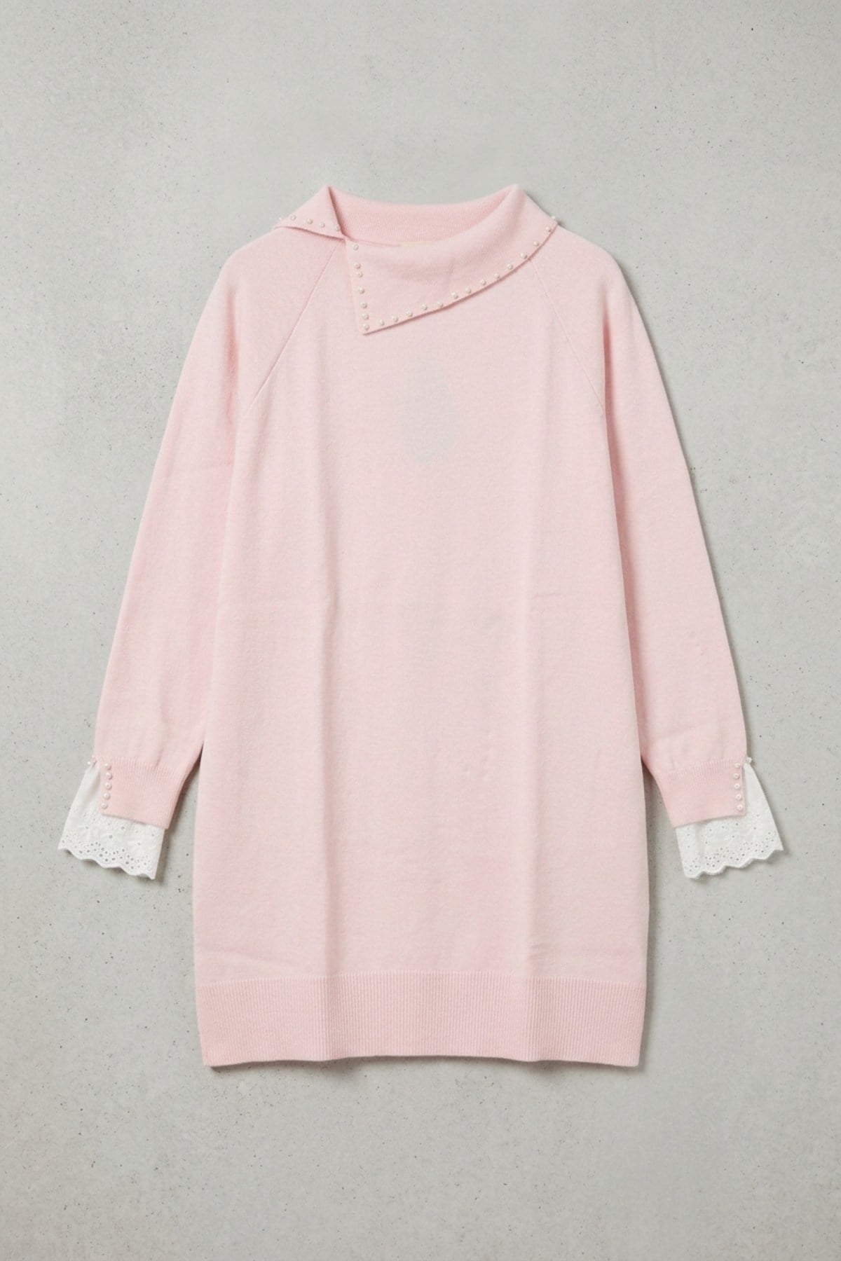 İnvi ve Dantel Detaylı Tunik 146004 Pembe Tunik NEFİSE 