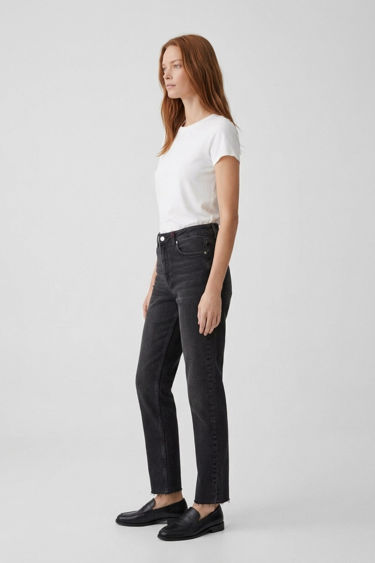 Dikişsiz Paça Mom Fit Kot Pantolon 764 Antrasit Kot Pantolon XLove Jeans 