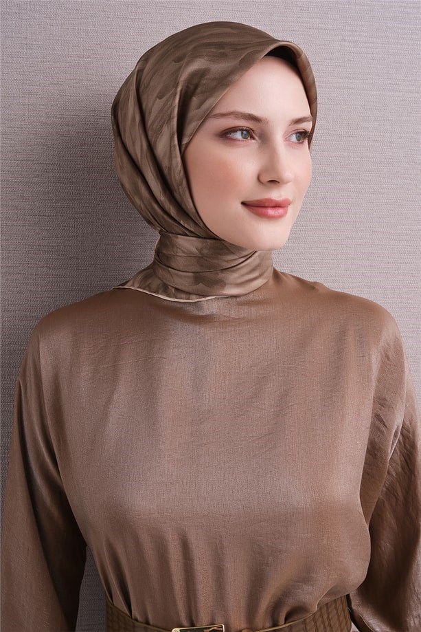 Armine Dj Saf Twill İpek Eşarp 9630D (T) - Sütlü Kahve Eşarp ARMİNE 