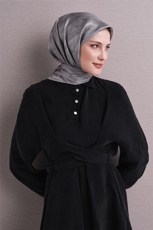Armine Dj Saf Twill İpek Eşarp 9630D (T) - Açık Gri Eşarp ARMİNE 