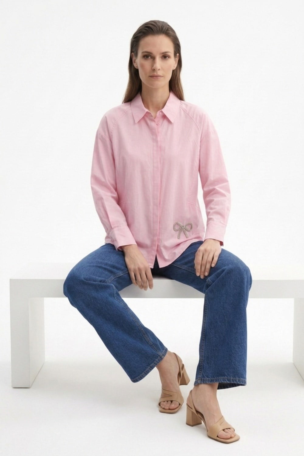 Fiyonk Aksesuarlı Tunik 265195 - Pembe Tunik NEFİSE 