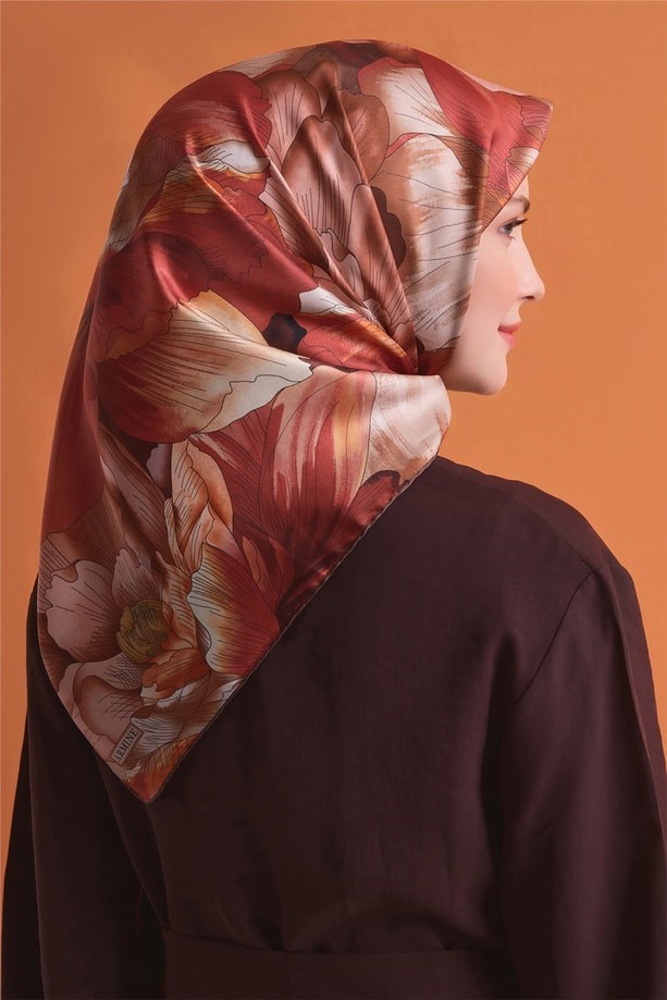 Armine Dj Saf Twill İpek Eşarp 9627D (T) - Kakao Eşarp ARMİNE 