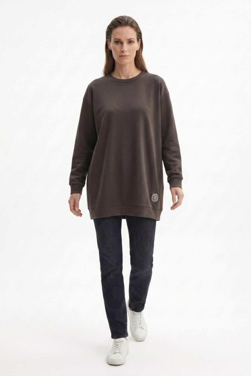 Ceremony 172 Logo Detaylı Uzun Kollu Luna Sweatshirt Kahverengi Tunik CEREMONY 