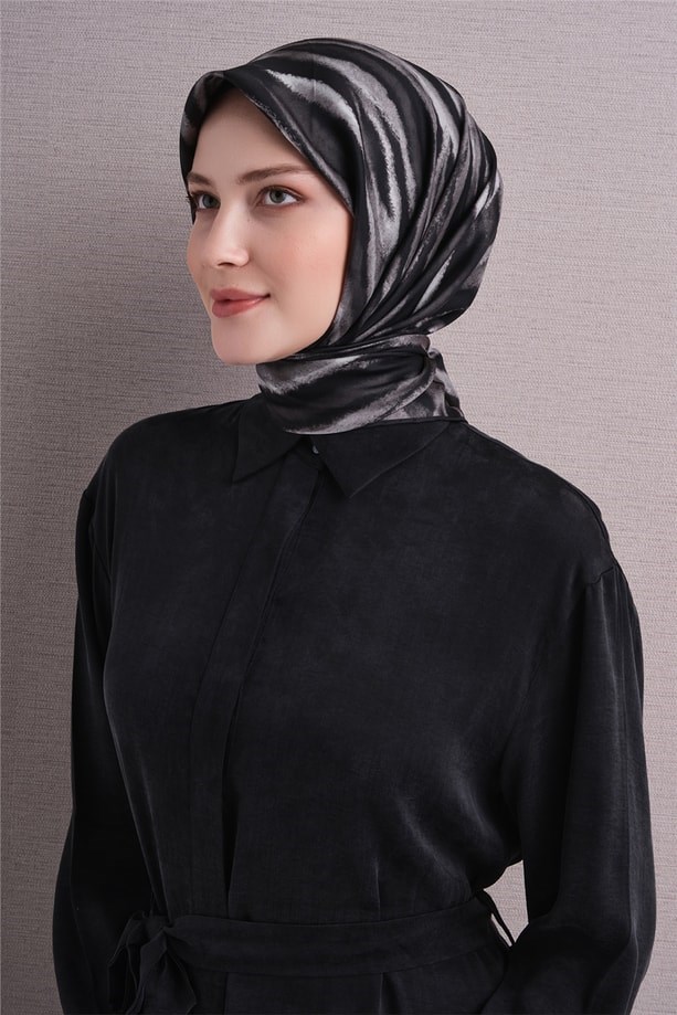 Armine Dj Saf Twill İpek Eşarp 9629D (T) - Antrasit Eşarp ARMİNE 