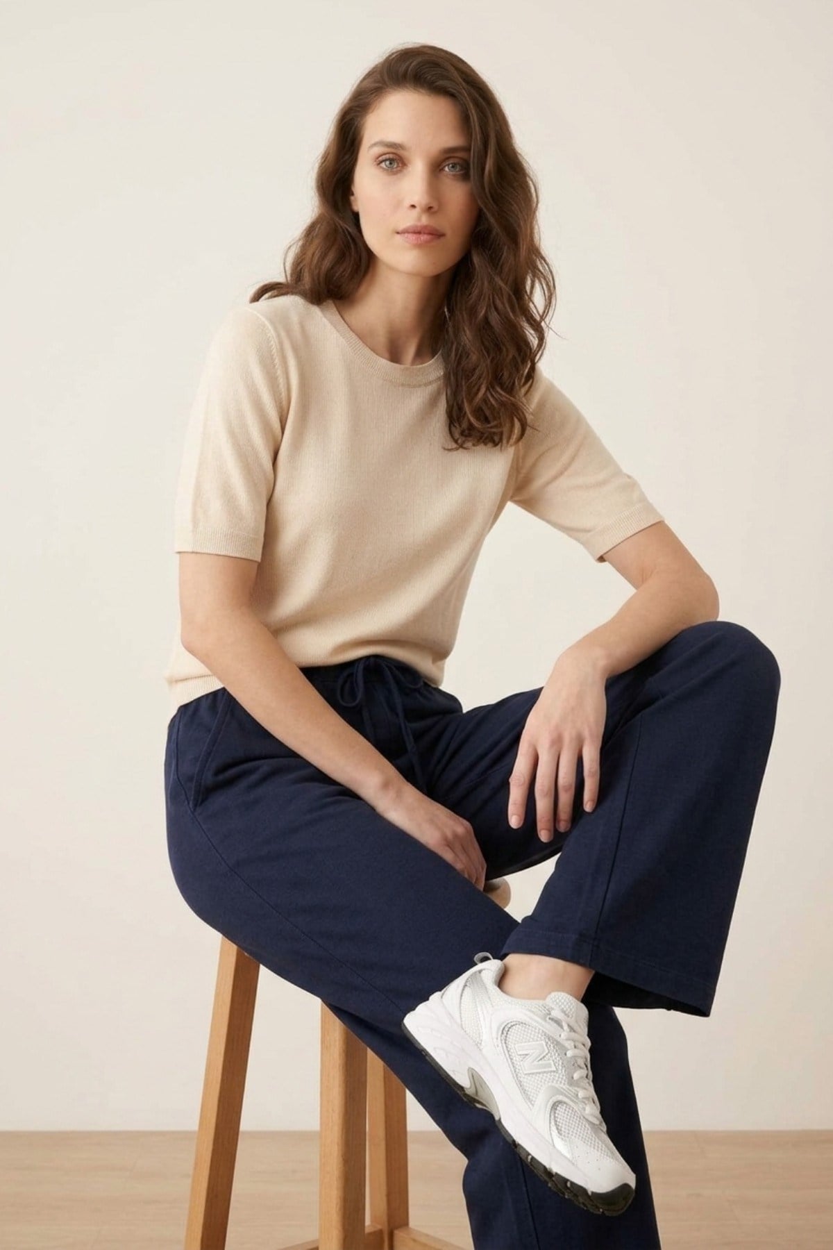 Beli Lastikli Bol Paça İnce Kot Pantolon 2773 Lacivert Pantolon MY MAGAZİN 