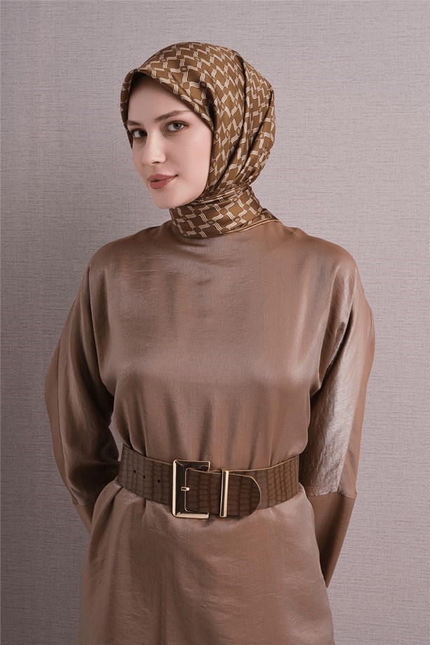 Armine Dj Saf Twill İpek Eşarp 9636D (T) - Safran Eşarp ARMİNE 