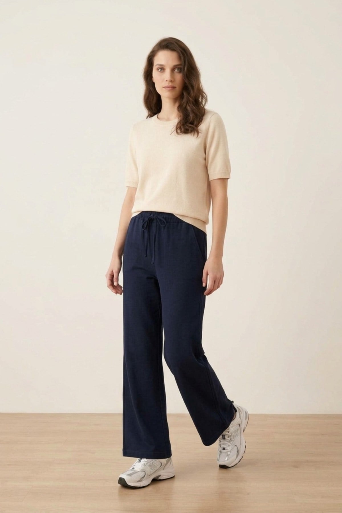 Beli Lastikli Bol Paça İnce Kot Pantolon 2773 Lacivert Pantolon MY MAGAZİN 