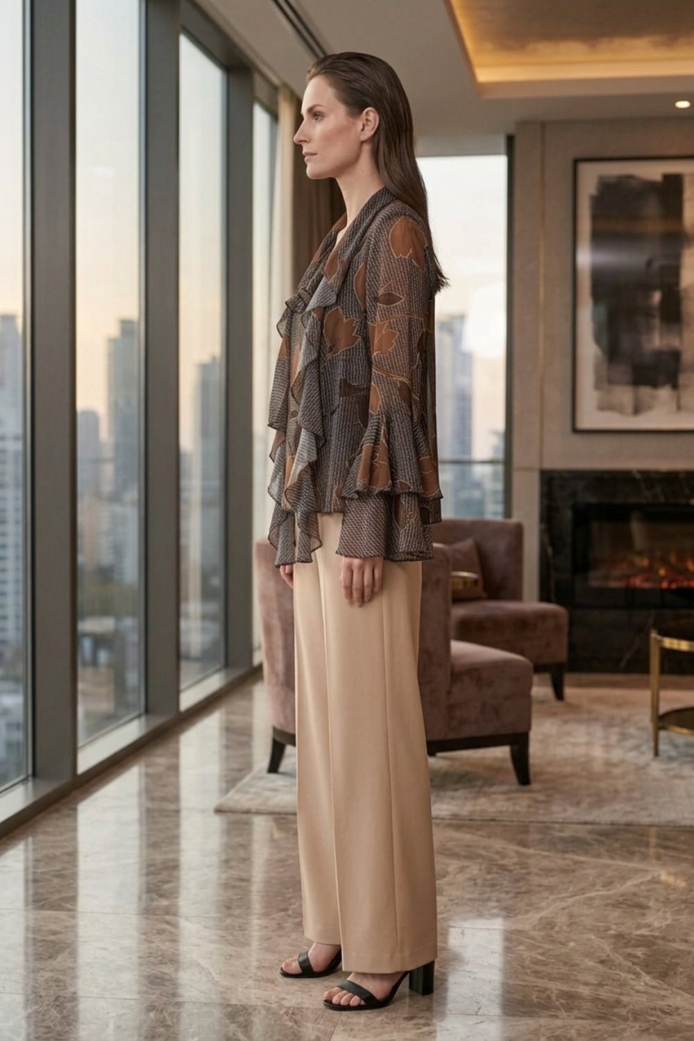 Ghisa Tunik 4493 Kahve Desenli Tunik GHİSA 