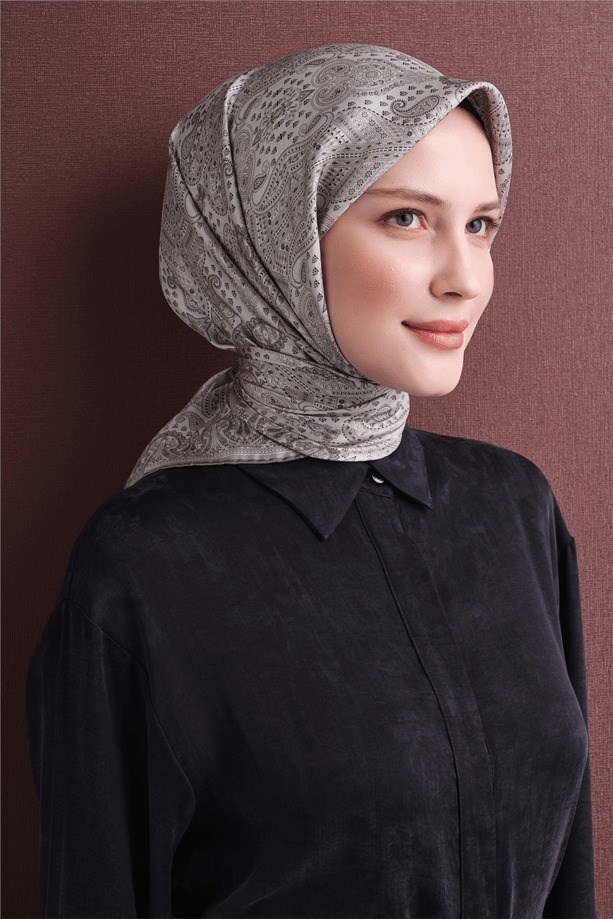 Armine Dj Saf Twill İpek Eşarp 9631D (T) - Duman Eşarp ARMİNE 