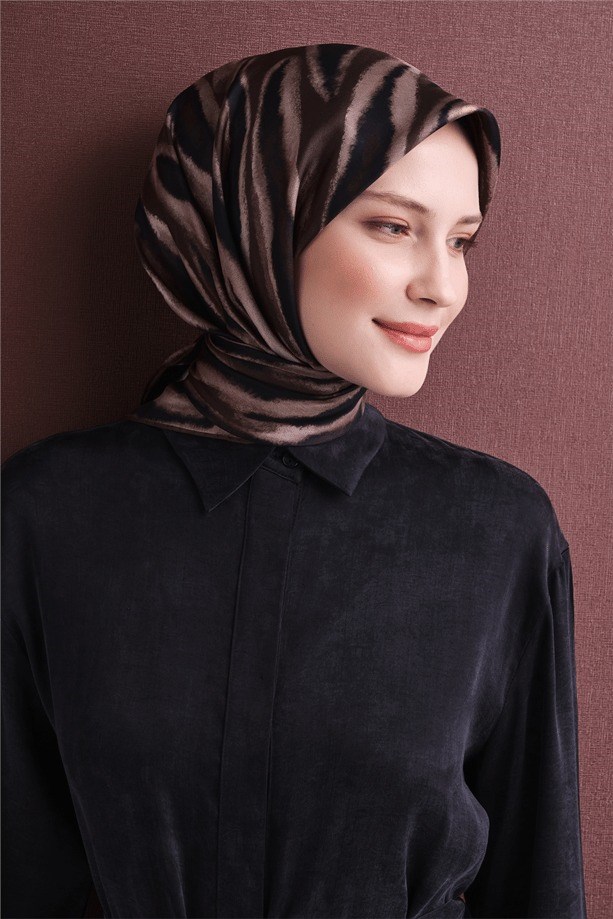 Armine Dj Saf Twill İpek Eşarp 9629D (T) - Browni Eşarp ARMİNE 