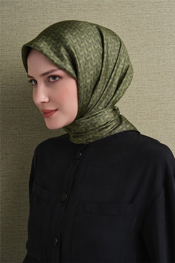 Armine Dj Saf Twill İpek Eşarp 9622D (T) - Haki Eşarp ARMİNE 