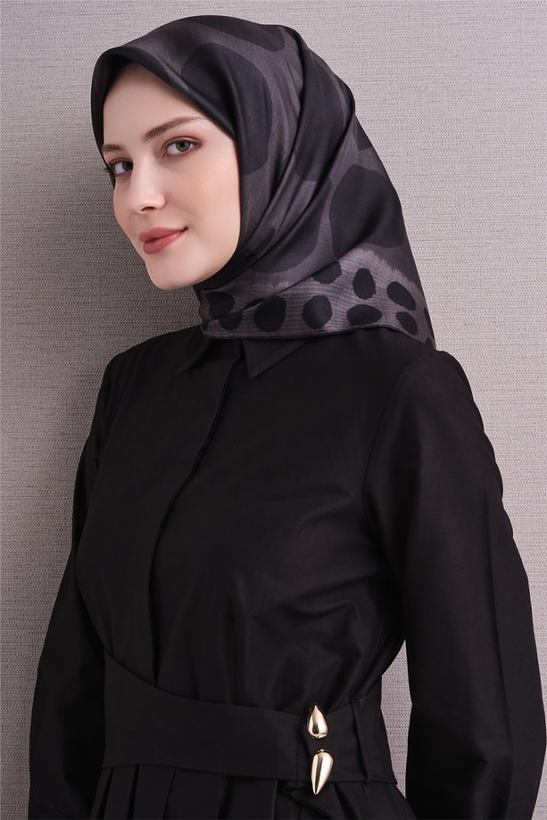 Armine Dj Saf Twill İpek Eşarp 9637D (T) - Antrasit Eşarp ARMİNE 