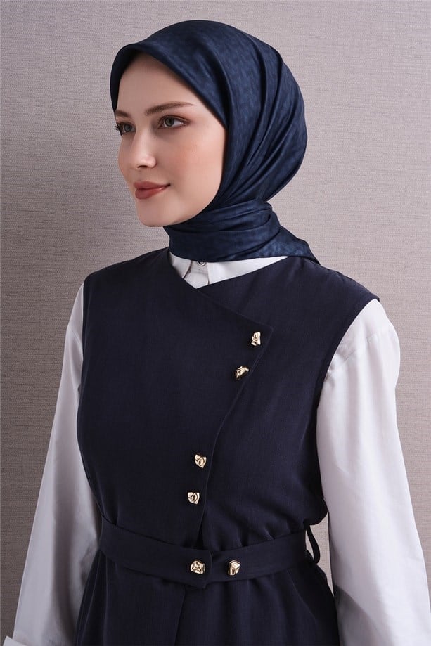 Armine Dj Saf Twill İpek Eşarp 9622D (T) - Lacivert Eşarp ARMİNE 