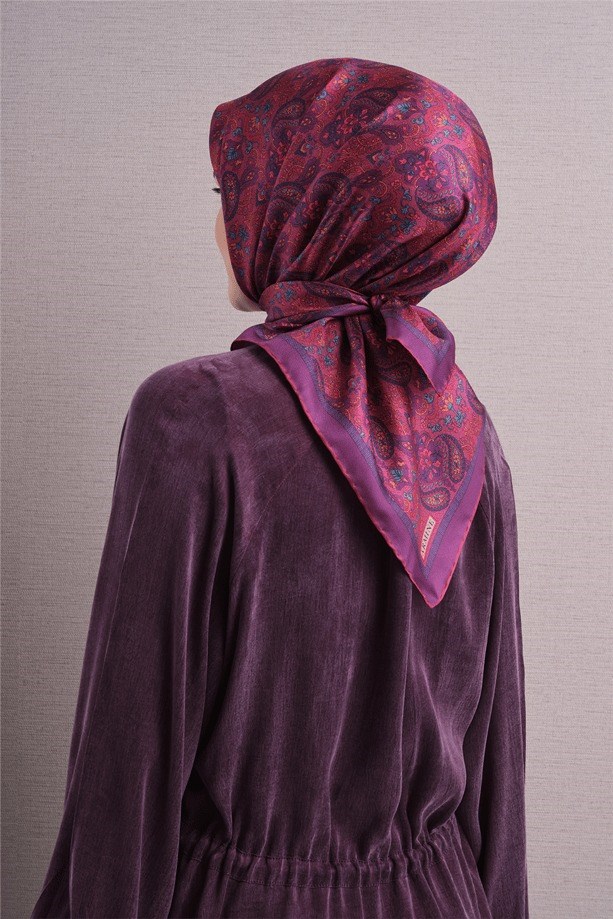 Armine Dj Saf Twill İpek Eşarp 9609D (T) - Fuşya Eşarp ARMİNE 